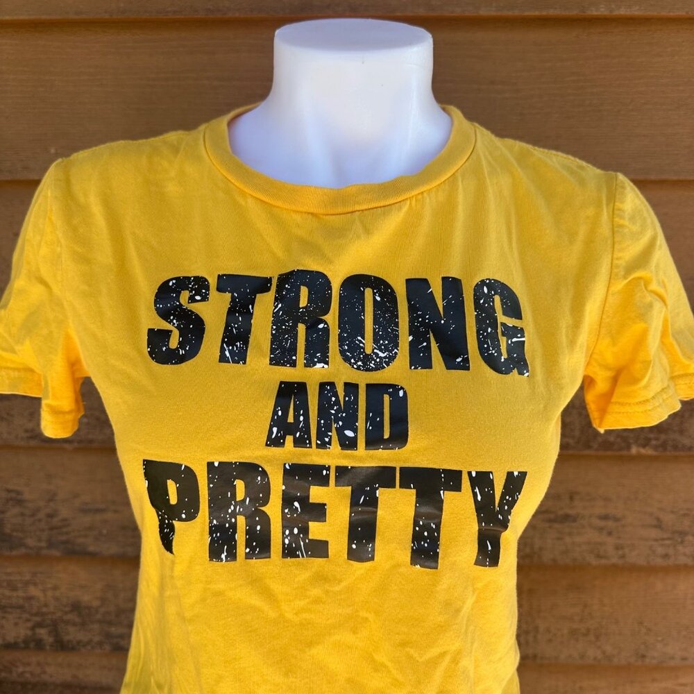 Strong And Pretty Yellow Graphic T-Shirt By Shein Size S - Picture 5 of 9